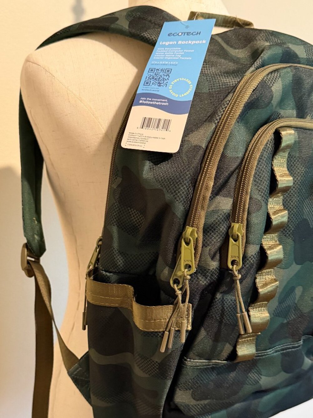 Target Ecotech Logan Camo Backpack NWT Laptop School Bag Green - Picture 3 of 9